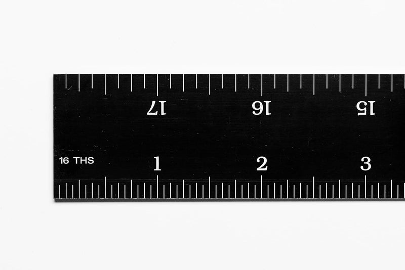 PEC TOOLS 402-018EZ, 18 Inch Rigid Ruler, 4R (8ths, 16ths, 32nds, 64ths),Made in US, Stainless Steel, Black Chrome - Image 2