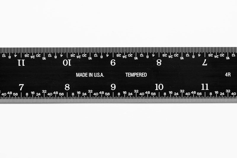 PEC TOOLS 402-018EZ, 18 Inch Rigid Ruler, 4R (8ths, 16ths, 32nds, 64ths),Made in US, Stainless Steel, Black Chrome - Image 3
