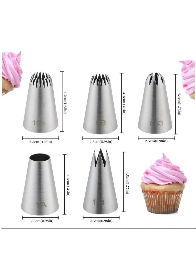 يا كومز - 5pcs الأنابيب الأكمام ، yakumuz الفولاذ المقاوم للصدأ ديكور كعكة مجموعات ، الكعكة ، الكعكة ، البسكويت والديكور صقيع الجليد مجموعات - Image 1