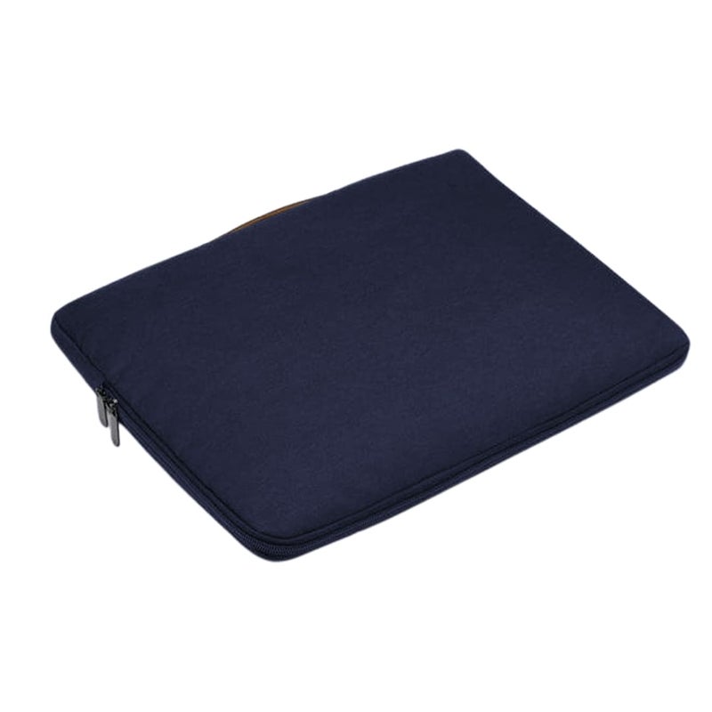 Santhome SALCEA 15 Inch Laptop Sleeve – Premium Padded Case For Laptops & Macbooks with Water-Resistant Exterior & Soft Interior – Durable 15" Notebook Bag for Work School Travel - Navy Blue/Tan - Image 2