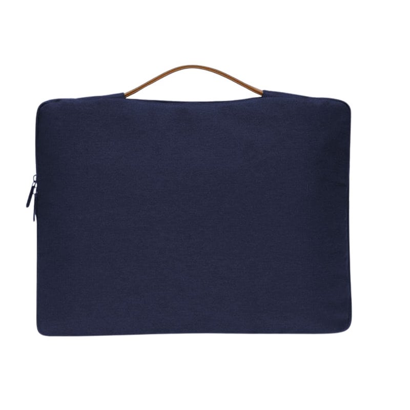 Santhome SALCEA 15 Inch Laptop Sleeve – Premium Padded Case For Laptops & Macbooks with Water-Resistant Exterior & Soft Interior – Durable 15" Notebook Bag for Work School Travel - Navy Blue/Tan - Image 4