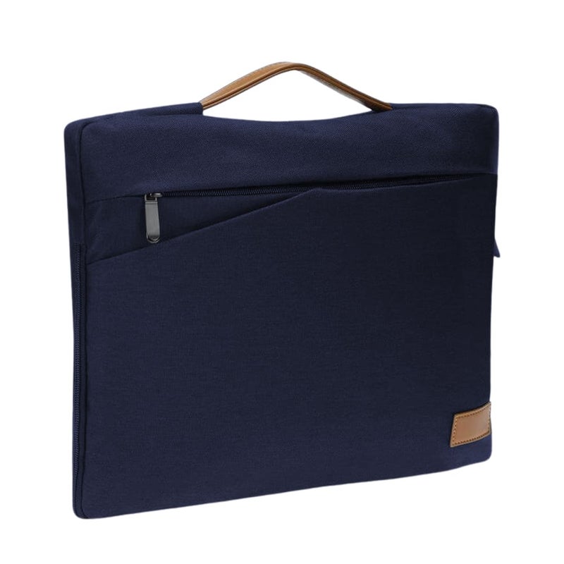 Santhome SALCEA 15 Inch Laptop Sleeve – Premium Padded Case For Laptops & Macbooks with Water-Resistant Exterior & Soft Interior – Durable 15" Notebook Bag for Work School Travel - Navy Blue/Tan - Image 5