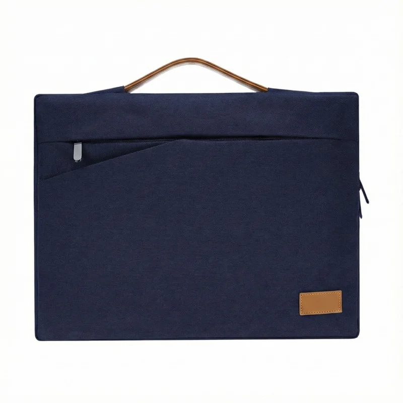 سانثوم Santhome SALCEA 15 Inch Laptop Sleeve – Premium Padded Case For Laptops & Macbooks with Water-Resistant Exterior & Soft Interior – Durable 15" Notebook Bag for Work School Travel - Navy Blue/Tan