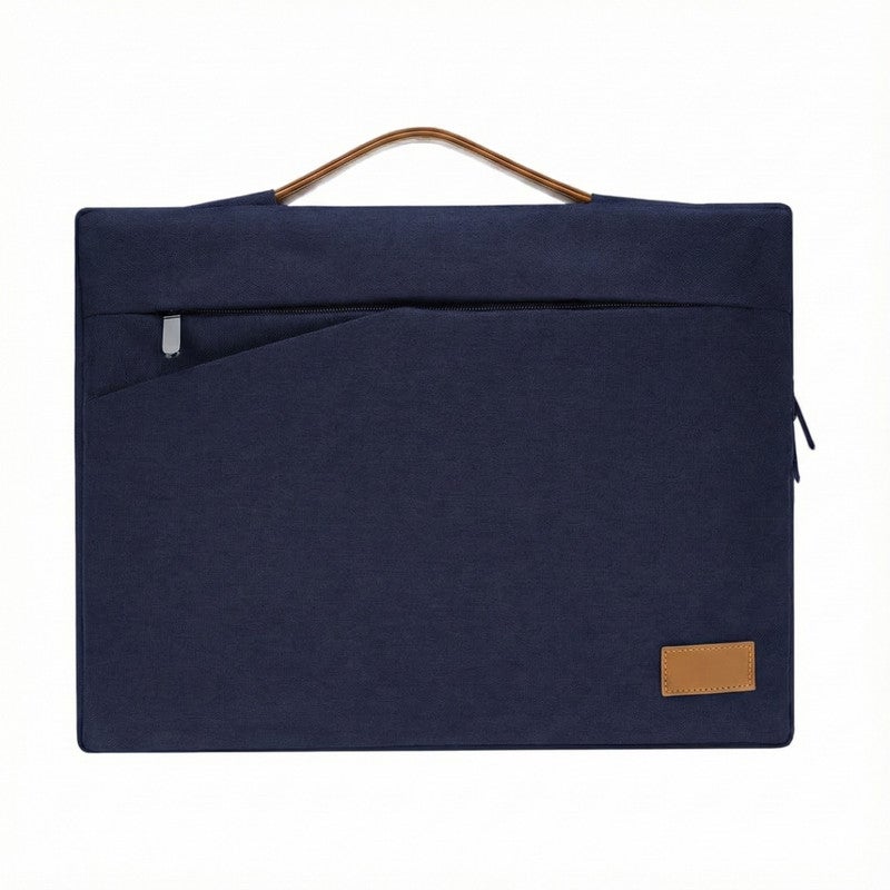 Santhome SALCEA 15 Inch Laptop Sleeve – Premium Padded Case For Laptops & Macbooks with Water-Resistant Exterior & Soft Interior – Durable 15" Notebook Bag for Work School Travel - Navy Blue/Tan - Image 1