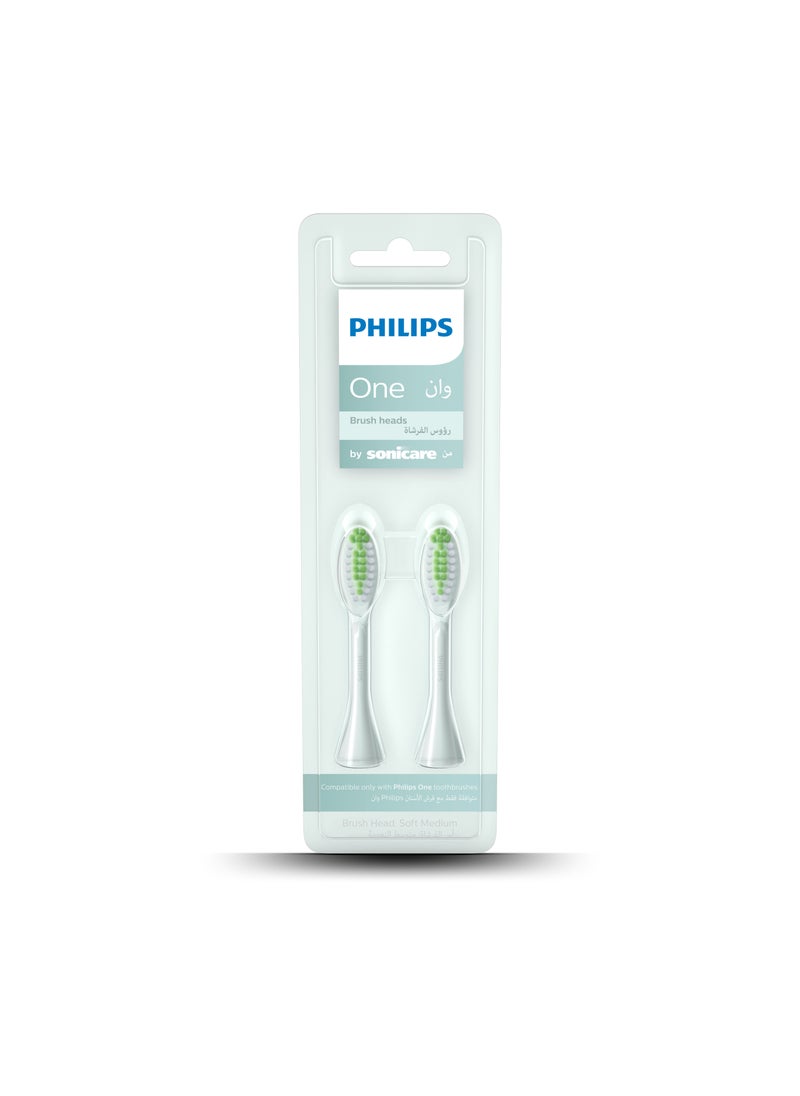 PHILIPS SONICARE - Philips One By Sonicare, 2 Brush Heads, Mint Light Blue, BH1022/03 - Image 1