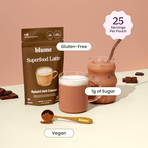 Blume Superfood Latte - Reishi Hot Cacao Powder, Mushroom Powder, Soothing Superfoods, Latte with Brain support, Organic Cocoa Mushroom Coffee Enhancer - Organic, Vegan And Keto Friendly - 25 Servings - Image 3