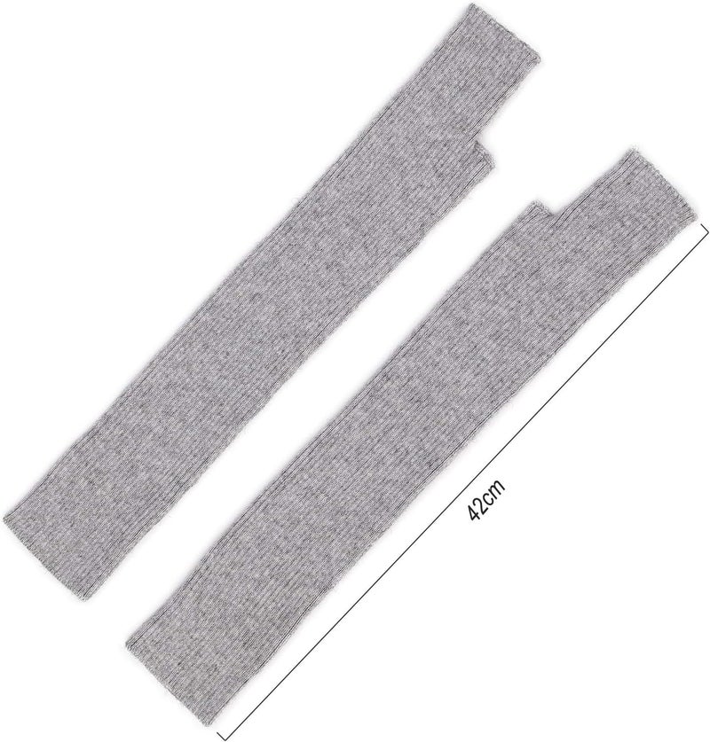 F Flammi Cashmere Blended Arm Warmer for Women Winter Fingerless Gloves Knit Mitten Gloves Wrist Warmer with Thumb Hole - Image 5