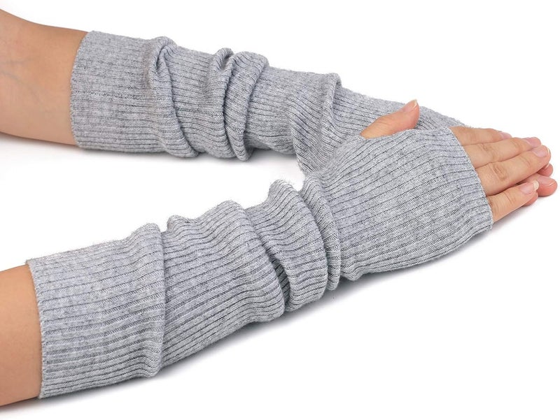 F Flammi Cashmere Blended Arm Warmer for Women Winter Fingerless Gloves Knit Mitten Gloves Wrist Warmer with Thumb Hole - Image 1