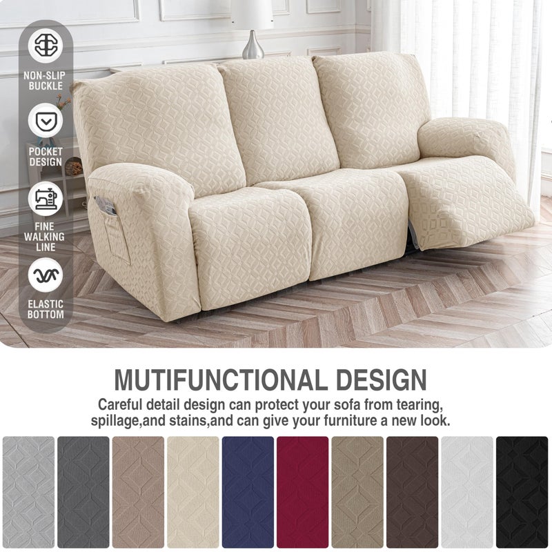 Genina Gennia Waterproof Recliner Sofa Cover,Stretch Reclining Couch Covers with Pockets,Washable Lazy Boy Recliner Slipcovers,Leakproof Sofa Protector for Kids, Pets, Dog and Cat (3 Seat, Beige) - Image 5