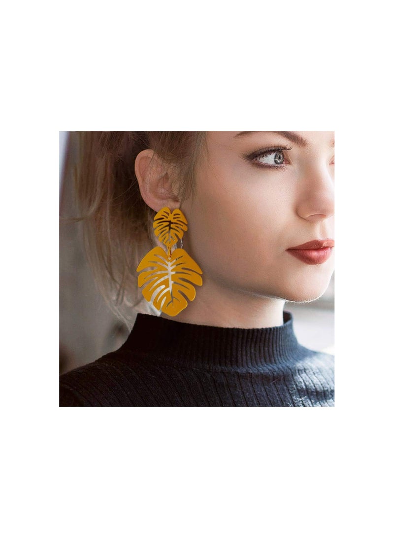 GGOOT 9 Pairs Fashion Tassel Earrings Set, Bohemian Acrylic Hoop Stud Drop Dangle Earring Leather Leaf Earrings, for Women Girls Birthday/Party/Christmas/Friendship  - Image 4