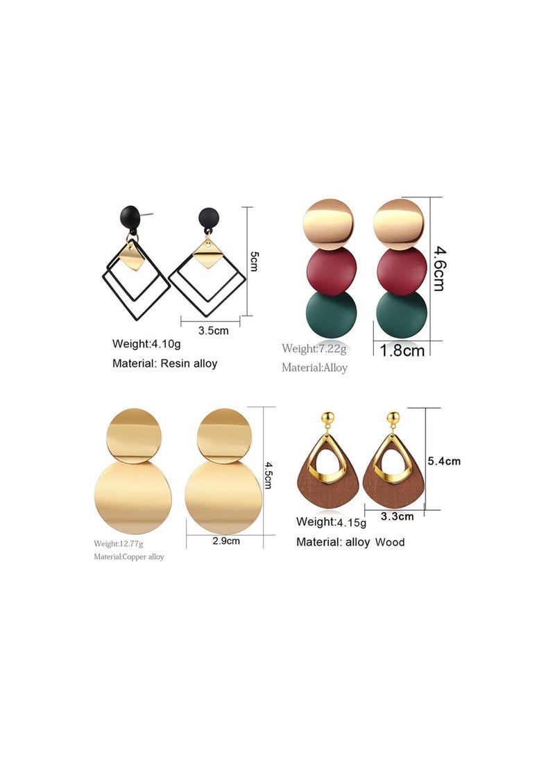 GGOOT 9 Pairs Fashion Tassel Earrings Set, Bohemian Acrylic Hoop Stud Drop Dangle Earring Leather Leaf Earrings, for Women Girls Birthday/Party/Christmas/Friendship  - Image 2