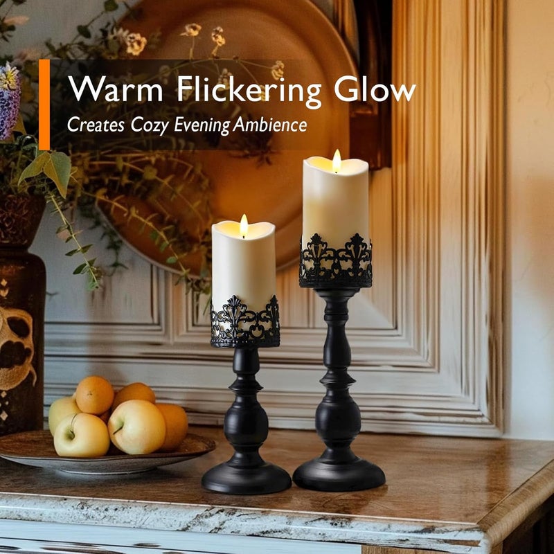 Homemory 7.6 cm x 15 cm Outdoor Waterproof Flameless Candles, Flickering LED Pillar Candles, Battery Operated Candles with Remote Control and Timer, Fake Plastic Candles, Ivory, Set of 2 - Image 5