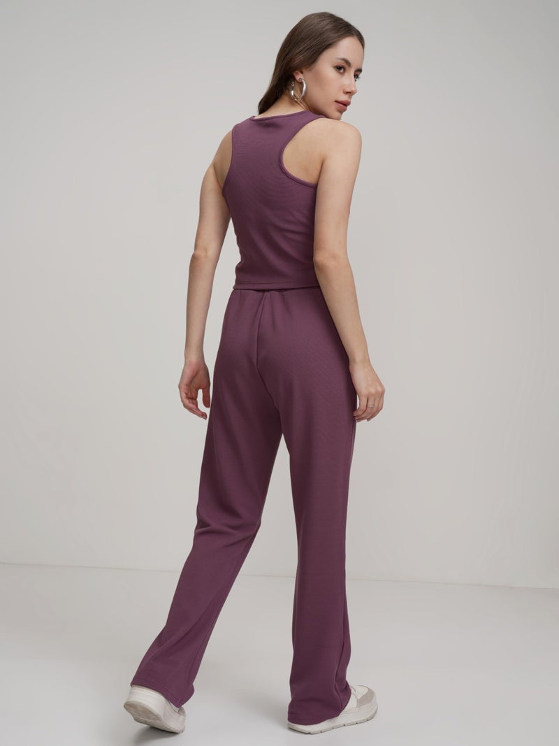 Tokyo Talkies Women Chic Crop Top & Drawstring Trousers Co-ord Set | Shoulder Strap | Stylish | Perfect for Casual Outings & Vacations - Image 3