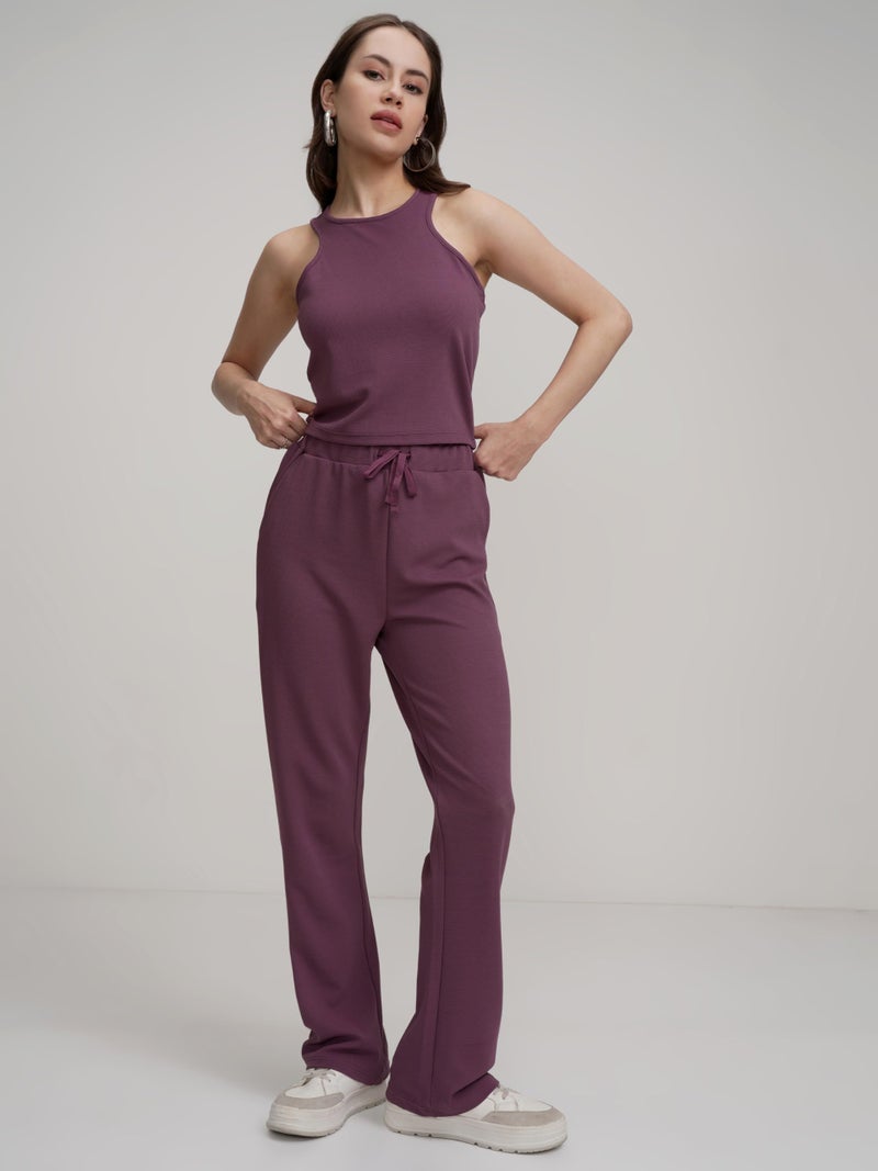 Tokyo Talkies Women Chic Crop Top & Drawstring Trousers Co-ord Set | Shoulder Strap | Stylish | Perfect for Casual Outings & Vacations - Image 2