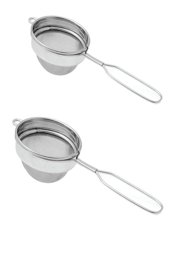 Jemei Set of 2 Classic Wire Handle Tea Strainers| Fine Mesh Stainless Steel Strainer for Loose Tea, Coffee, and Kitchen Use