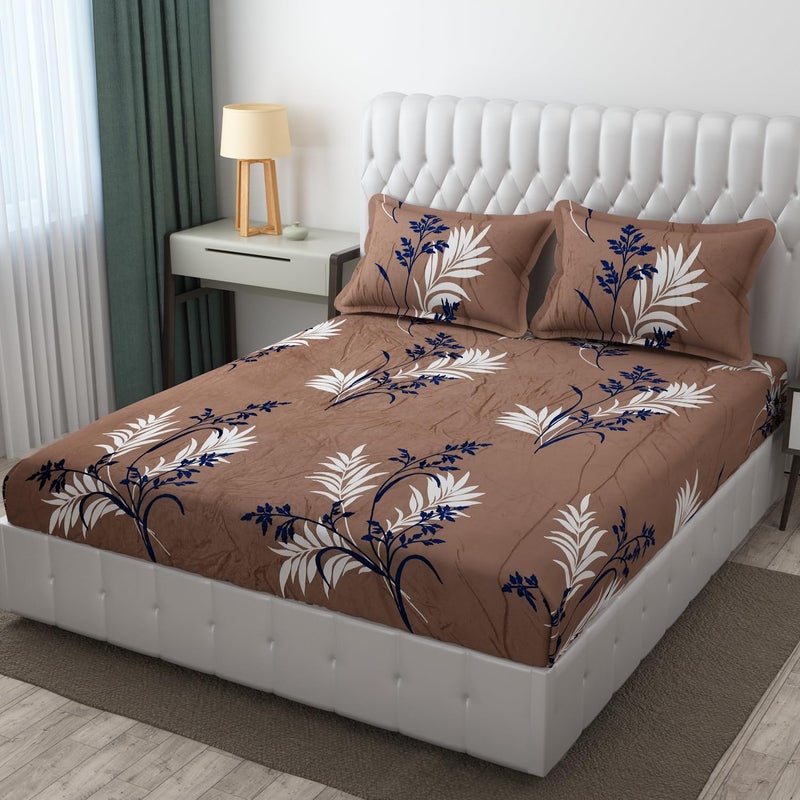 SHOMES Premium Elastic Fitted Warm bedsheets for Winter for Double Bed Elastic Fitted Winter bedsheets for King Size Bed with 2 Pillow Covers Size 72 x 78 Inches Beige - Image 5