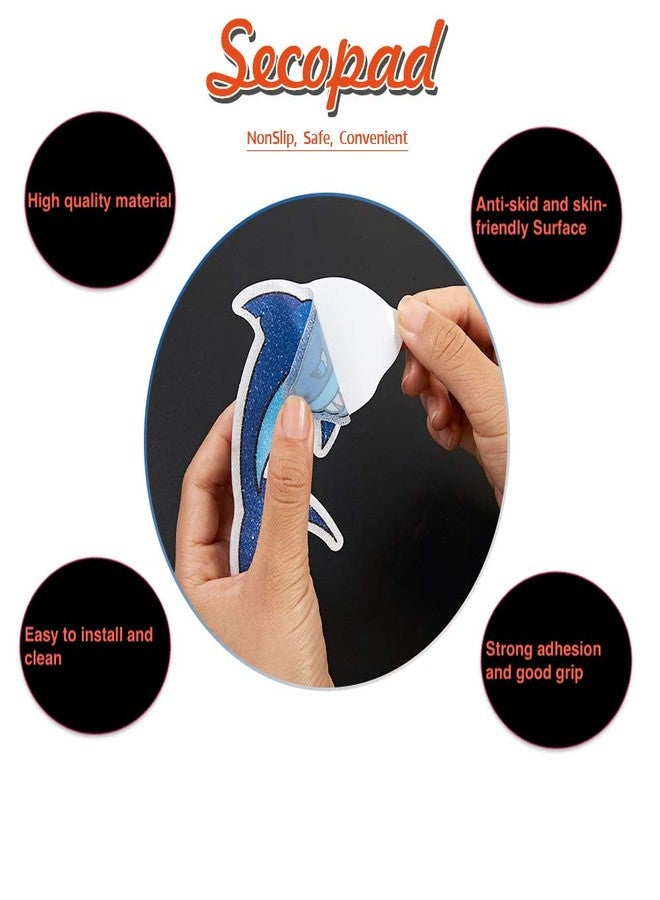 Secopad Non Slip Shark Bathtub Stickers, 20 PCS Adhesive Kids Anti Slip Decal Treads for Shower and Bath Tub with Premium Scraper, Each About 4.7" x 3.2" - Image 2