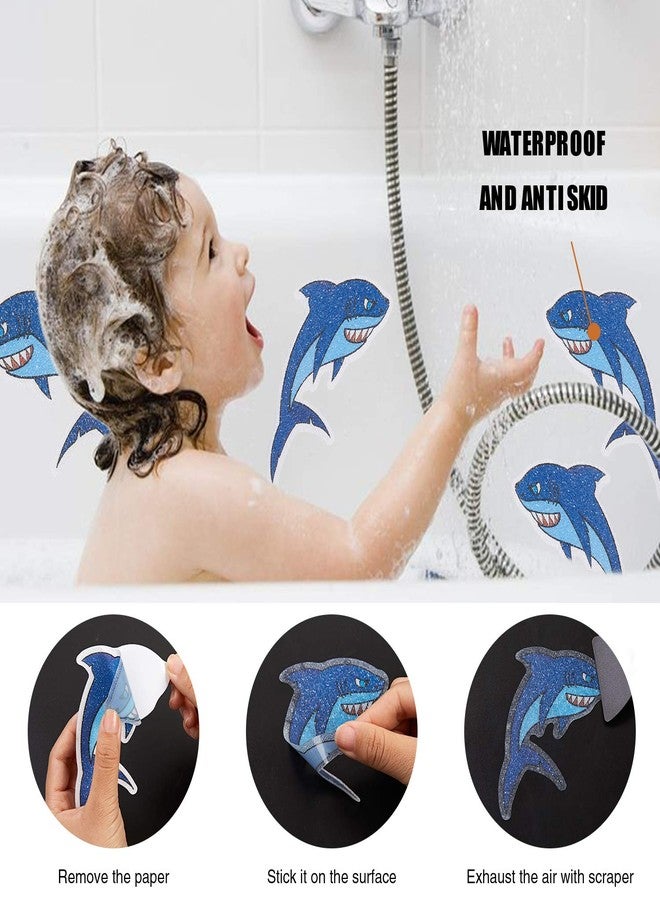 Secopad Non Slip Shark Bathtub Stickers, 20 PCS Adhesive Kids Anti Slip Decal Treads for Shower and Bath Tub with Premium Scraper, Each About 4.7" x 3.2" - Image 5