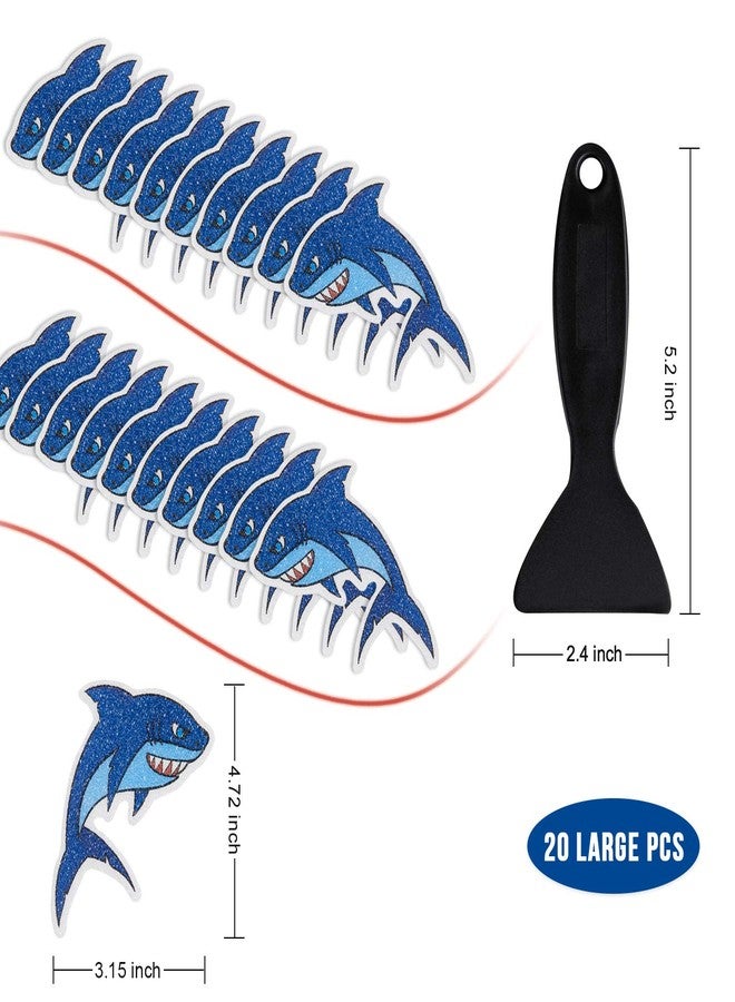 Secopad Non Slip Shark Bathtub Stickers, 20 PCS Adhesive Kids Anti Slip Decal Treads for Shower and Bath Tub with Premium Scraper, Each About 4.7" x 3.2" - Image 4