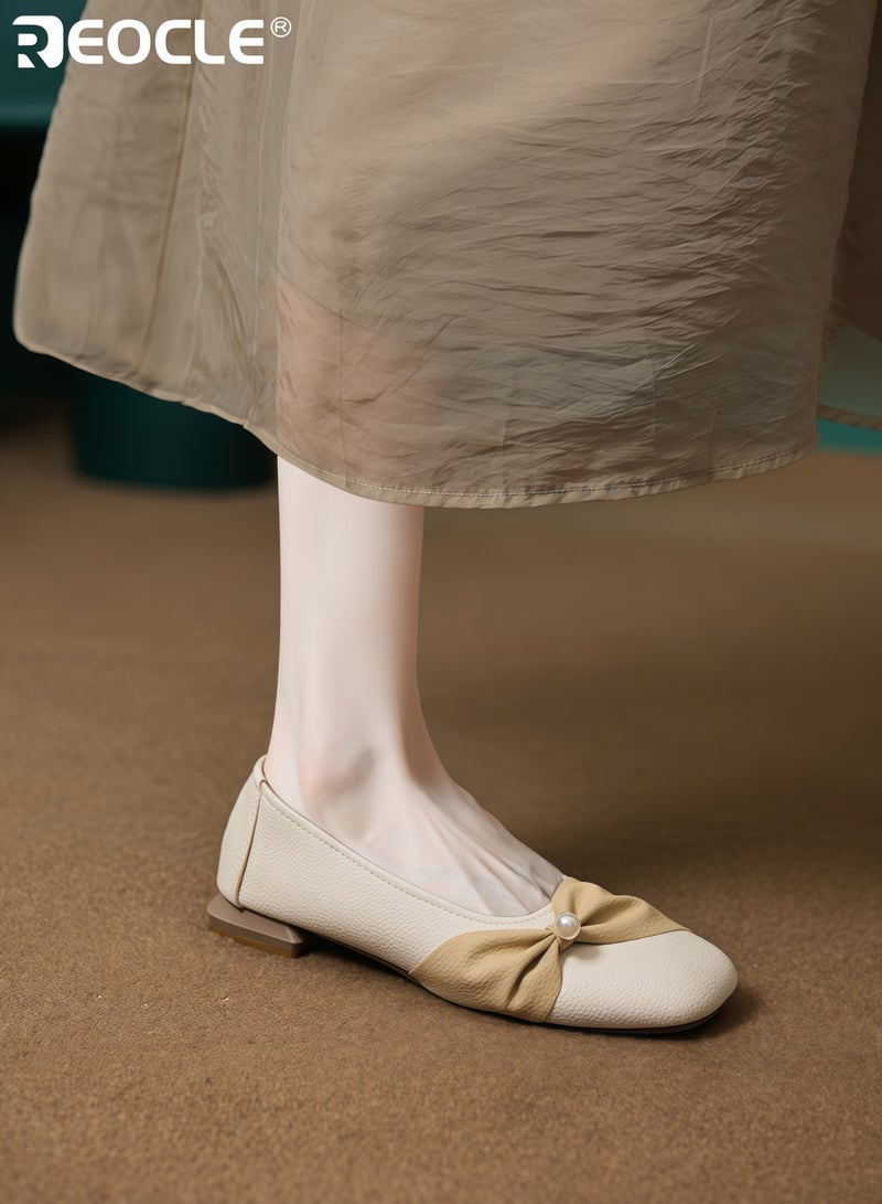 ريوكل أحذية فلات نسائية بمقدمة مربعة وبناء من الجلد الصناعي وتصميم مريح مع أسلوب متعدد الاستخدامات للاستخدام اليومي - Image 2