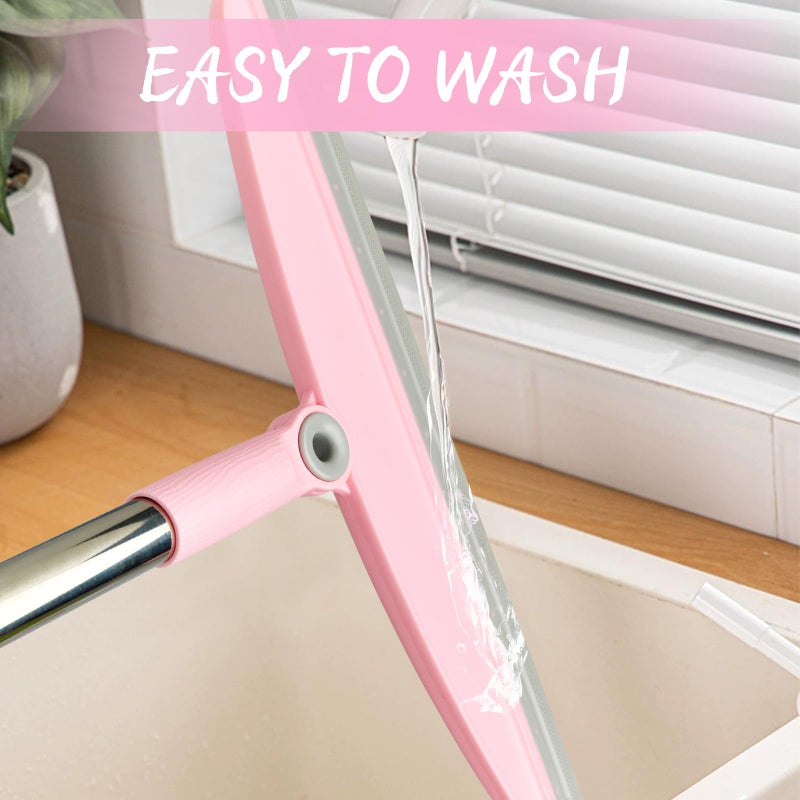 OOOFLOWER Multifunction Silicone Broom, 54 Inch Adjustable Long Handle Rubber Magic Broom Sweeper for Floor Bathroom Kitchen Shower Pet Hair Glass(Gray Pink) - Image 5