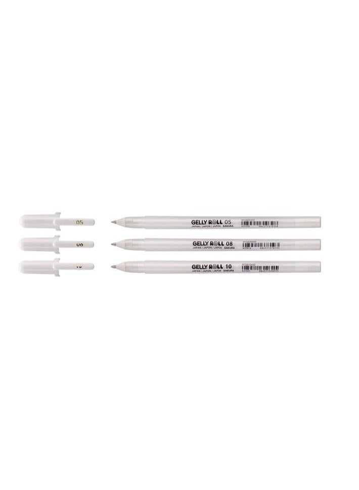 SAKURA Royal Talens Gelly Roll Pen, White, Assorted Sizes, Fine/Medium/Bold -3 Pen Set - Image 3