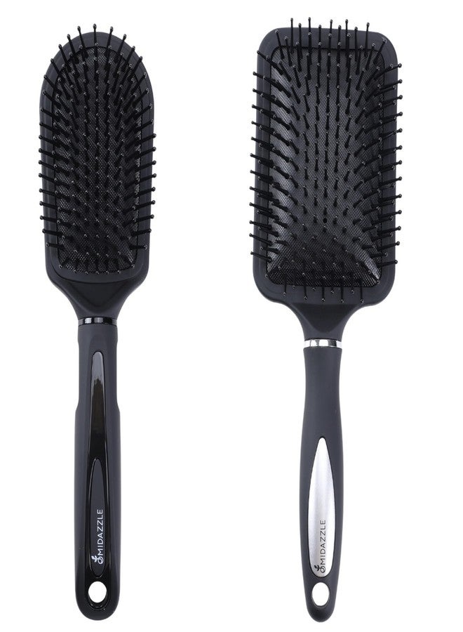 Omidazzle Midazzle Premium Hair Brush Set, Black & Silver with Paddle Brush, 2 Pieces - Image 1