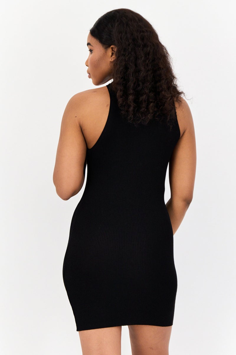 Gina Tricot Women Ribbed Bodycon Dress, Black  - Image 3