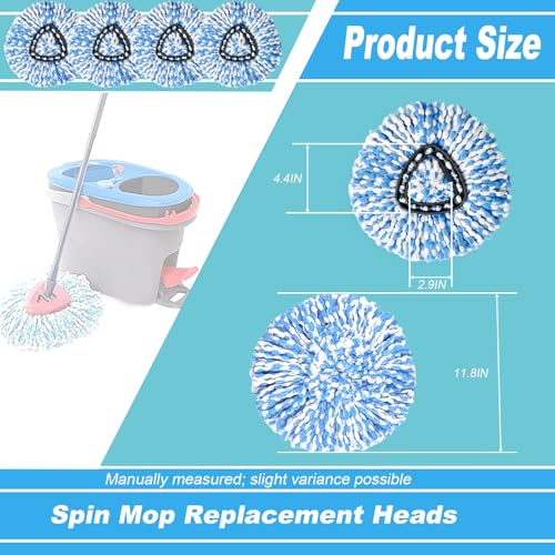 High-PQ 12 Pack Spin Mop Replacement Head,Fit for Rinse Clean 2-Tank System, Microfiber Mop Head Replacement Easy Wring Mop,Refill Mop Replace Head for Floor Cleaning - Image 2