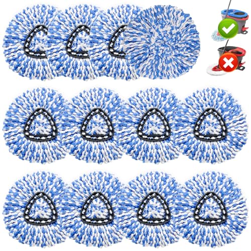 High-PQ 12 Pack Spin Mop Replacement Head,Fit for Rinse Clean 2-Tank System, Microfiber Mop Head Replacement Easy Wring Mop,Refill Mop Replace Head for Floor Cleaning - Image 1