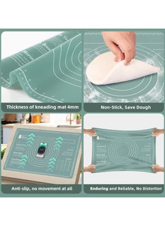 Oasisgalore Silicone Baking Mats Set & Rolling Pin with Pastry Brushes and Dough Scraper,Non Stick Silicone Rolling pin with Wooden Handle and Baking mats Non Stick Silicone,Pastry mat Set of 4  - Image 5