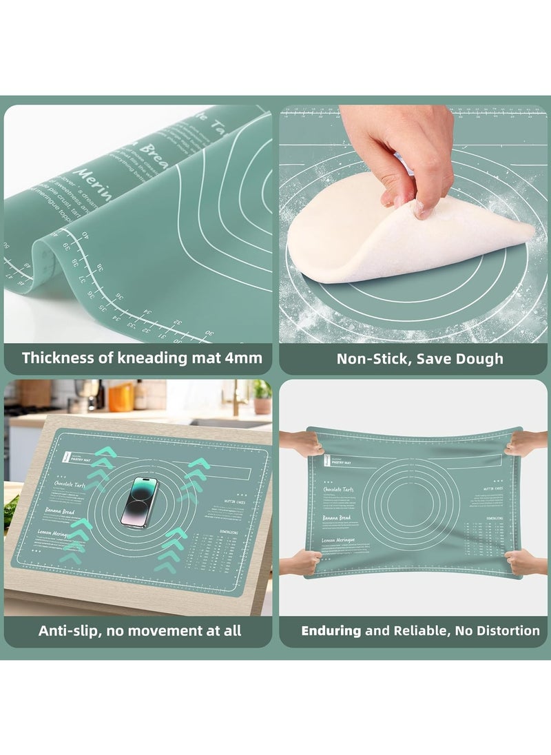 Oasisgalore Silicone Baking Mats Set & Rolling Pin with Pastry Brushes and Dough Scraper,Non Stick Silicone Rolling pin with Wooden Handle and Baking mats Non Stick Silicone,Pastry mat Set of 4  - Image 5