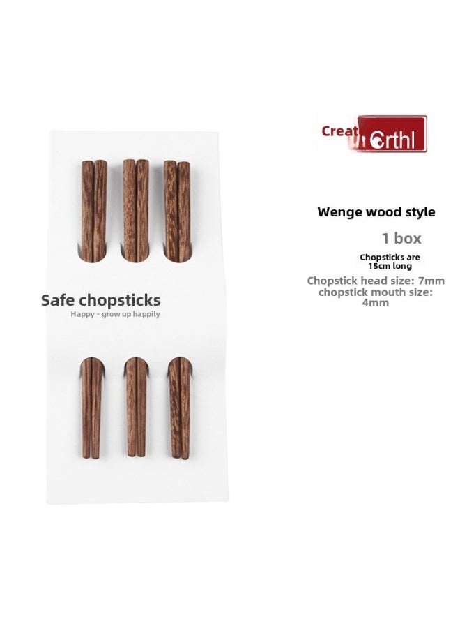 Generic Two Or Three Sections Of 4-9 Years Old Baby Kindergarten Available Lightweight Household Wooden Chopsticks Boys And Girls Short Fast Children's Chopsticks-Color:Children's Chopsticks 15cm Chicken Wing Wood 3 Pairs  - Image 1
