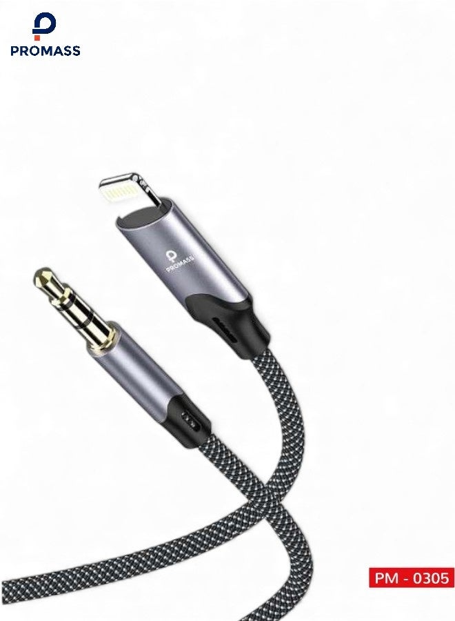 بروماس سلك صوت لايتنينج الى 3.5 ملم بطول 2 متر كيبل AUX لايفون 14/13/12 برو ماكس 11 اكس ار اس 8 7 سماعة الرأس سيارة ستيريو مناسب للسيارة - Image 1