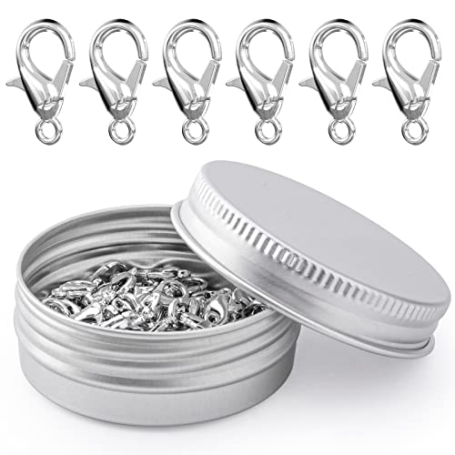 Weico 100PCS Lobster Clasps, Metal Alloy Small Lobster Claw Clasps, Weico Lobster Clip for Handmade Necklace, Bracelet Jewelry Making Accessories Fastener Hook(12mmx6mm, Nickel) - Image 1