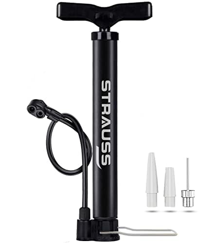 Strauss Bicycle Air Pump with Needle & Dual Valve | 30 CM Long | Portable Pump with 2 Modes, Ideal for Inflating Bicycle, Swimming Rings | Sturdy Base & Ergonomic Handle, (Black) - Image 2
