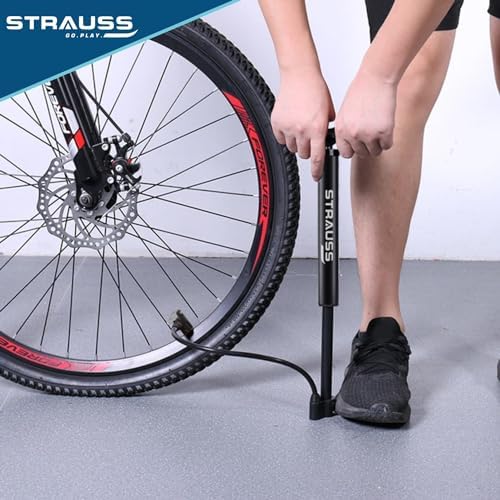 Strauss Bicycle Air Pump with Needle & Dual Valve | 30 CM Long | Portable Pump with 2 Modes, Ideal for Inflating Bicycle, Swimming Rings | Sturdy Base & Ergonomic Handle, (Black) - Image 4
