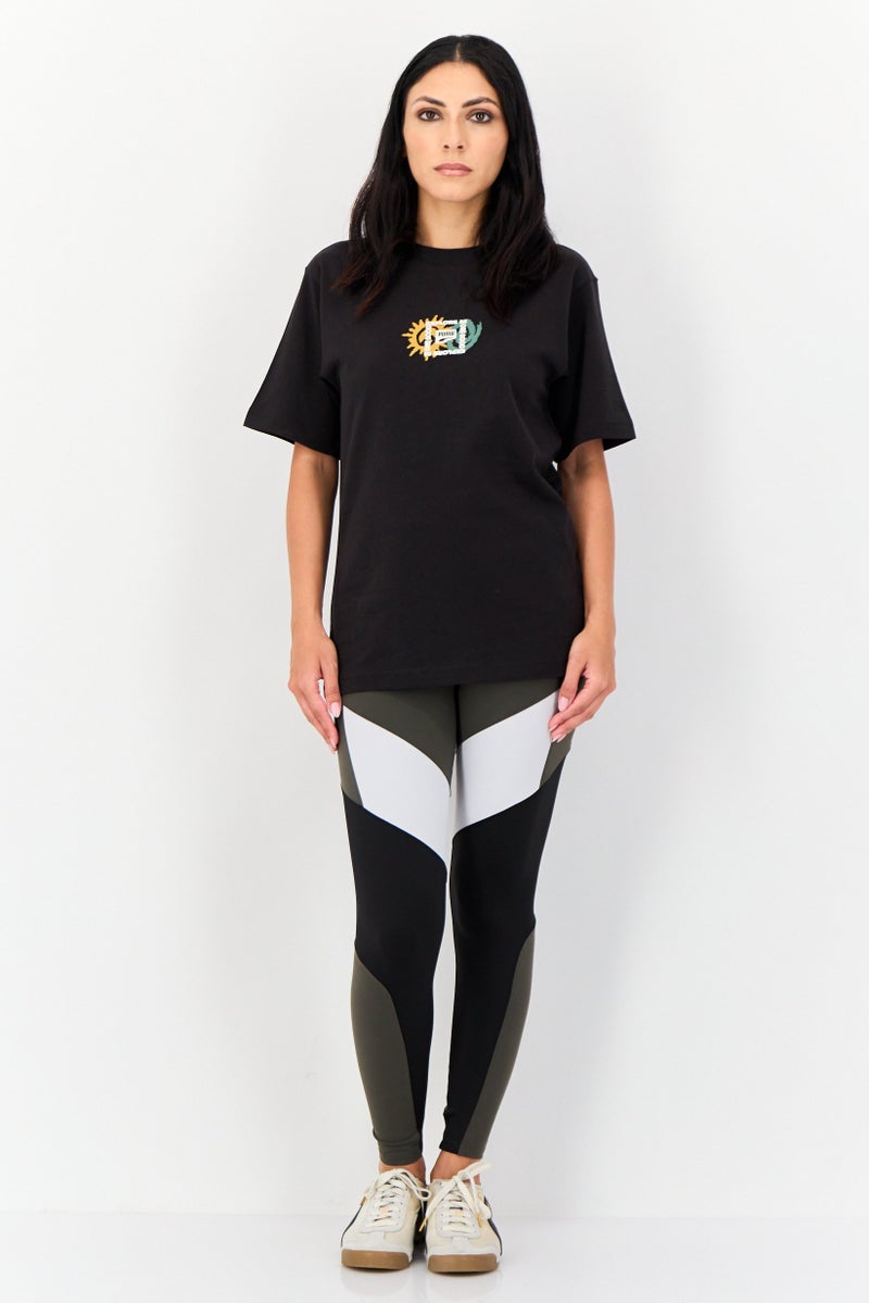 PUMA Women Round Neck Short Sleeve Graphic Print T-Shirt, Black  - Image 4