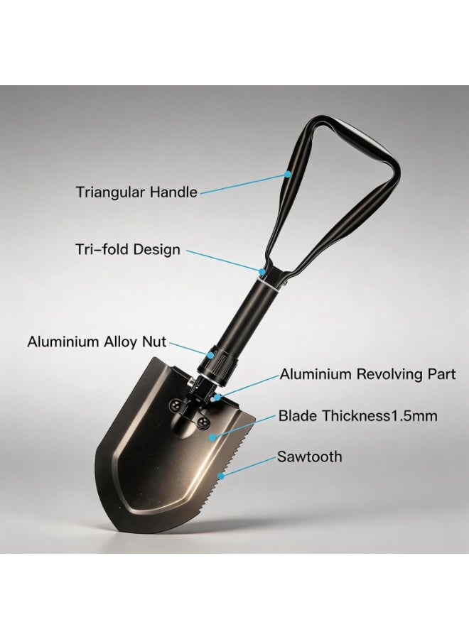 Folding Shovel– Entrenching Tool Foldable Camping Shovel w/Wood Saw Edge and Tactical Shovel - Image 1