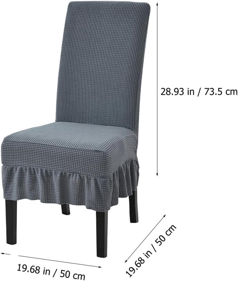 GALPADA Dining Chair Slipcovers Stretchable Elastic Skirted Furniture Protector Deep Gray Flannel Soft Plush Washable Cover for Home Dining Room - Image 2