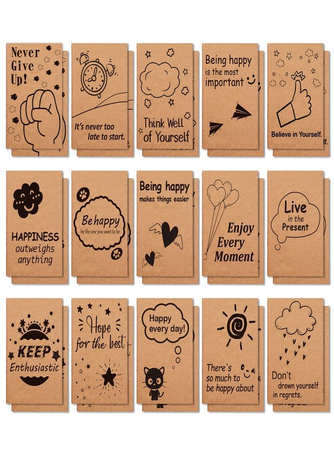Feela 30 Pack Kraft Notebooks, 15 Designs A6 Cute Mini Pocket Notebooks and Journals, Feela Lined Motivation Small Journal Notebook Bulk for Women School Supplies Taking Memos, 4.1X5.8 in, 80 Pages - Image 1