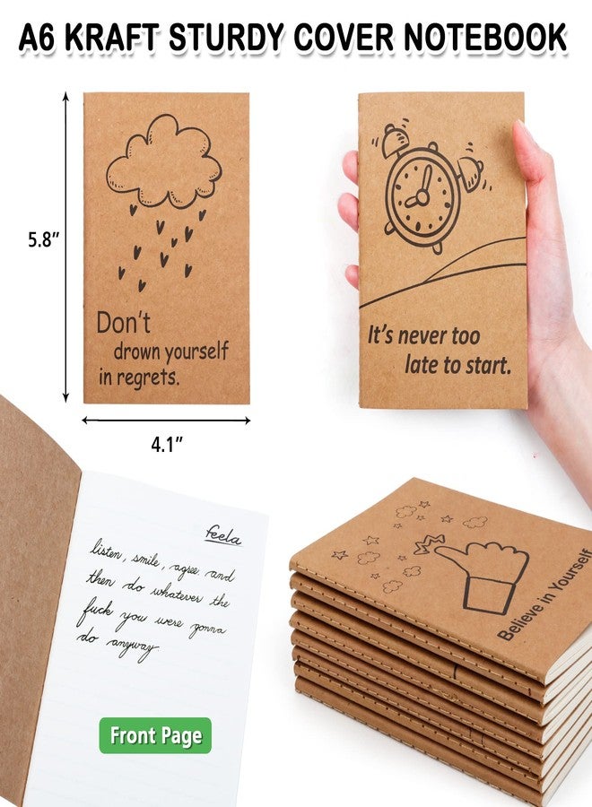 Feela 30 Pack Kraft Notebooks, 15 Designs A6 Cute Mini Pocket Notebooks and Journals, Feela Lined Motivation Small Journal Notebook Bulk for Women School Supplies Taking Memos, 4.1X5.8 in, 80 Pages - Image 4