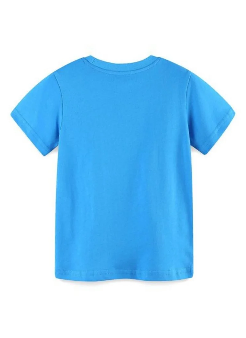 يونيكي Blue Graphic Printed Round Neck T-shirt
