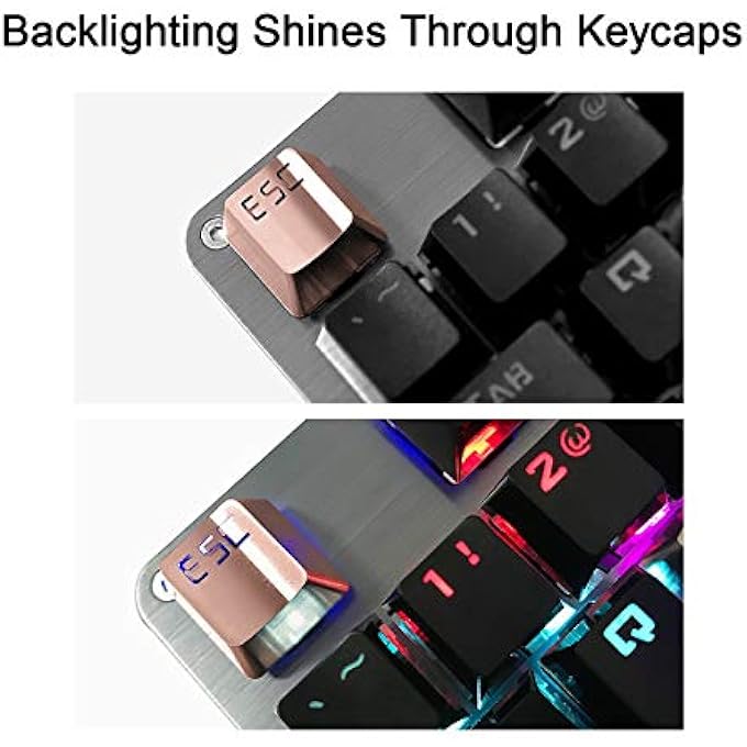 rayihni FPS & MOBA GAMING KEYCAPS DURABLE STAINLESS STEEL METAL KEYCAP WITH KEY PULLER FOR MECHANICAL KEYBOARD CHERRY MX SWITCH (ESC ROSE GOLD) - Image 2
