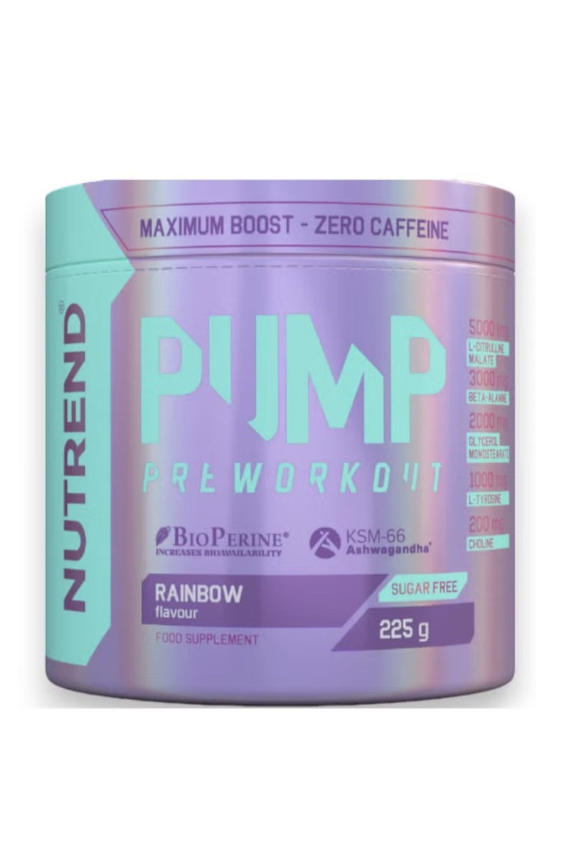 NUTREND Pump Pre Workout, Rainbow Flavour, 225g