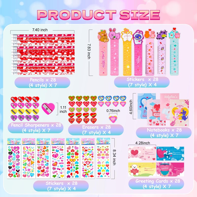 Thuodo 28 Pack Valentines Day Stationery Set for Kids Valentines Day Gift Card School Classroom Exchange Gifts Party Favors Supplies - Image 3