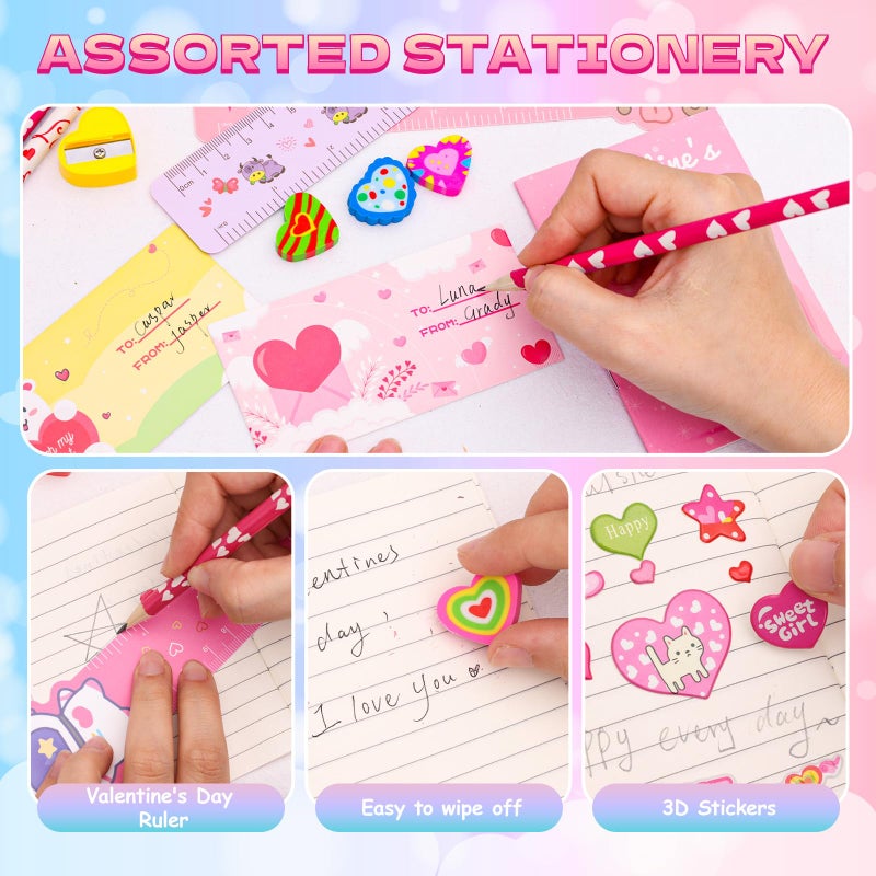 Thuodo 28 Pack Valentines Day Stationery Set for Kids Valentines Day Gift Card School Classroom Exchange Gifts Party Favors Supplies - Image 4