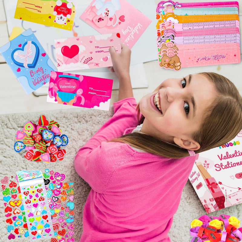 Thuodo 28 Pack Valentines Day Stationery Set for Kids Valentines Day Gift Card School Classroom Exchange Gifts Party Favors Supplies - Image 5