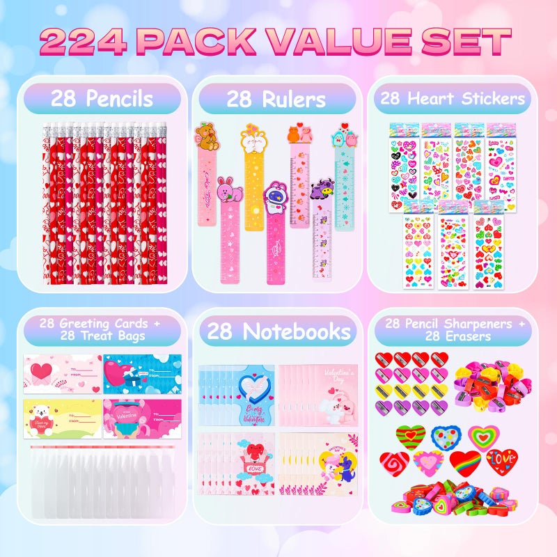 Thuodo 28 Pack Valentines Day Stationery Set for Kids Valentines Day Gift Card School Classroom Exchange Gifts Party Favors Supplies - Image 2