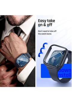 MIGOFAST Waterproof Case for Apple Watch 44mm SE 2nd Gen Series 6 5 4 with Tempered Glass Screen Protector iWatch Full Protective Hard PC Bumper Case Face Cover for Men Women 44 mm Blue  - Image 3